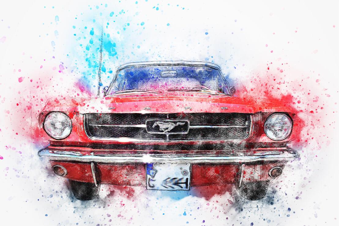 Obrazek Czerwony samochód retro Mustang 3