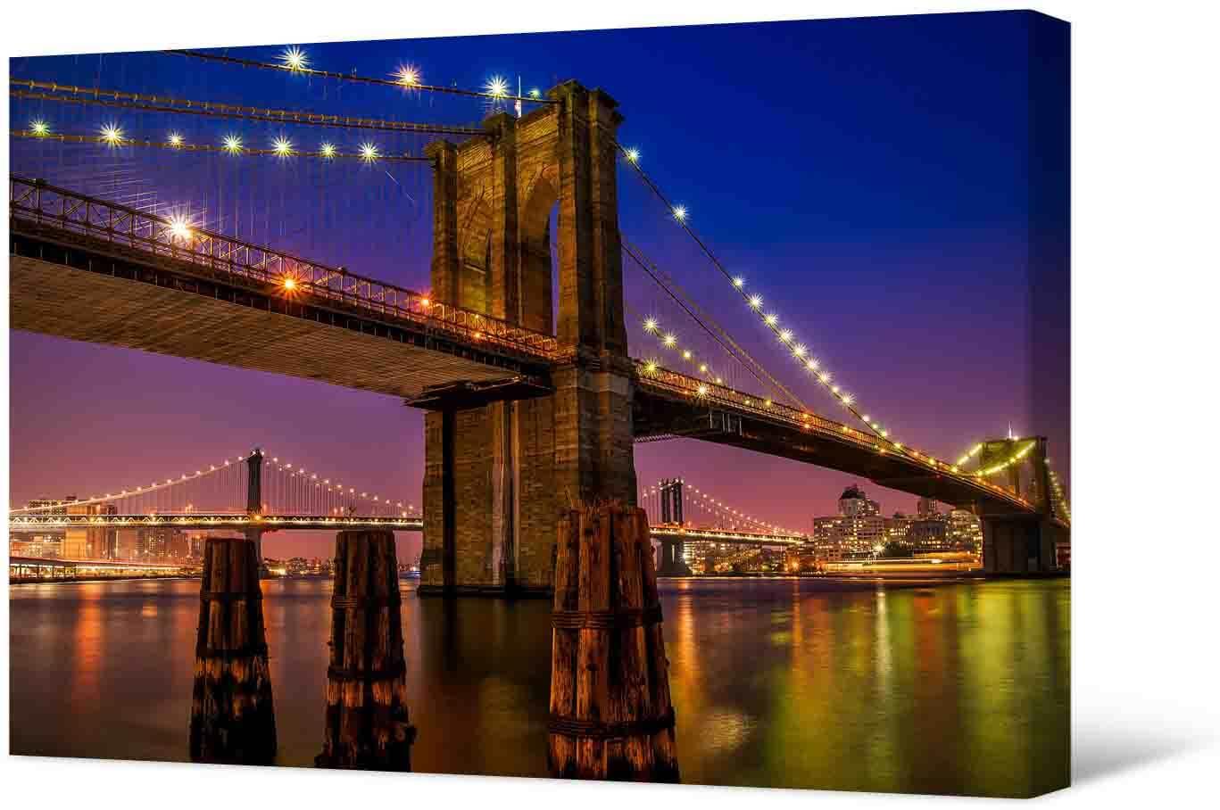 Paveikslėlis Nuotraukų tapyba ant drobės – Bruklino tiltas naktį