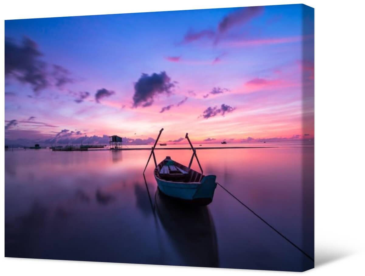 Picture Photo painting on canvas - Boat at dawn