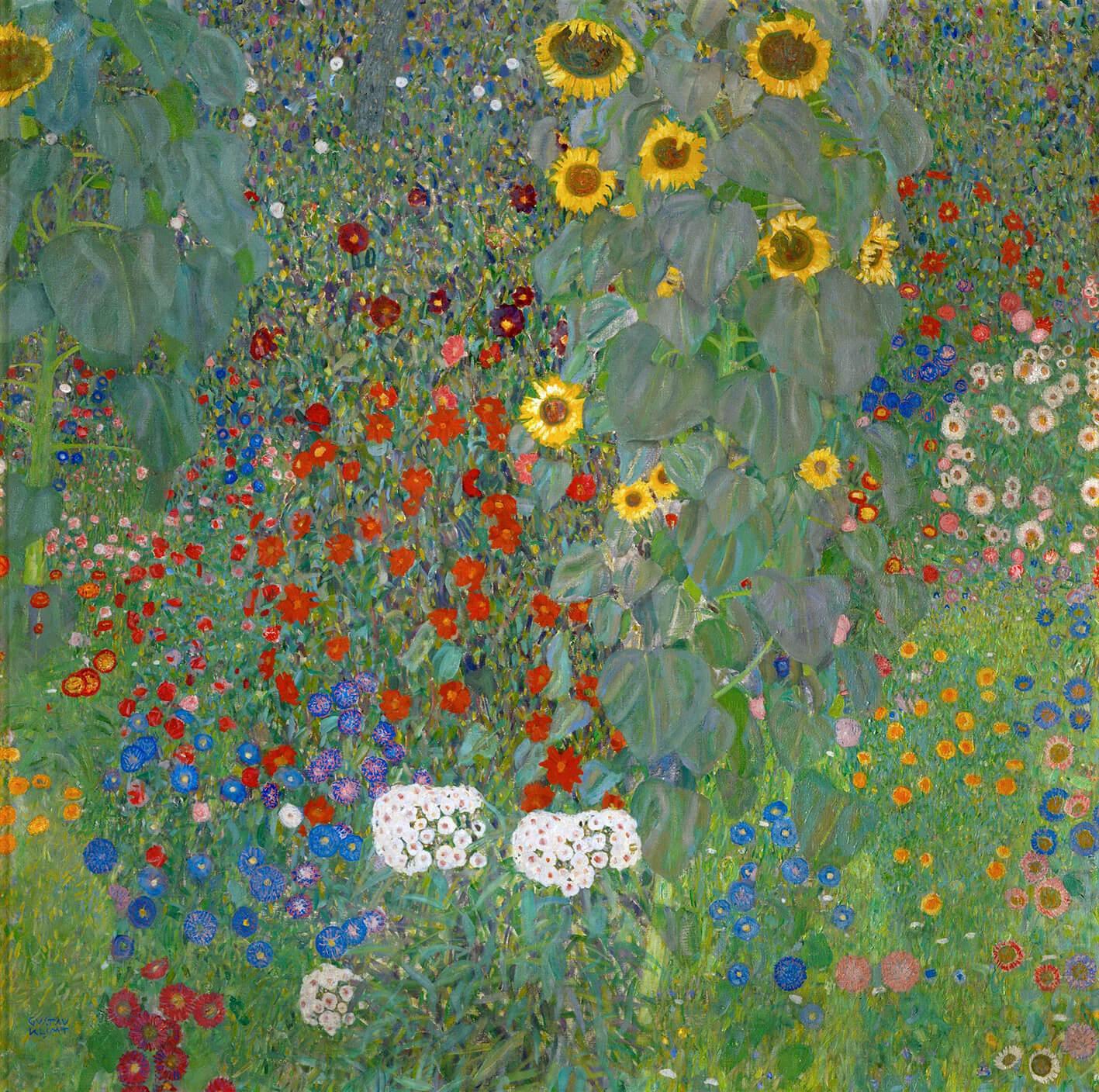 Paveikslėlis Gustav Klimt - priekinis sodas su saulėgrąžomis 2