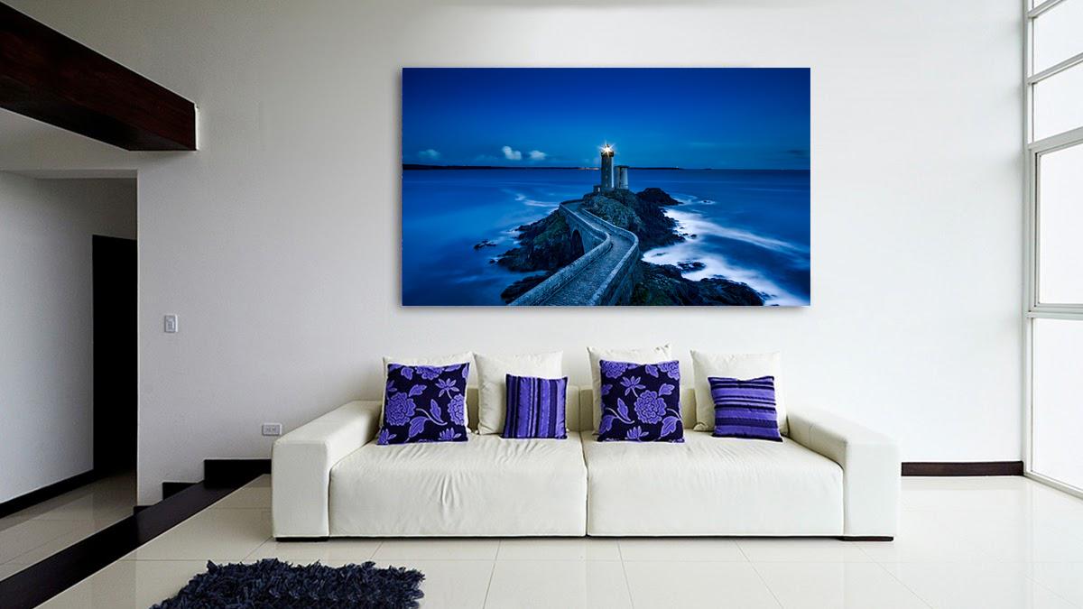 Picture Photo painting on canvas - Road to the night lighthouse