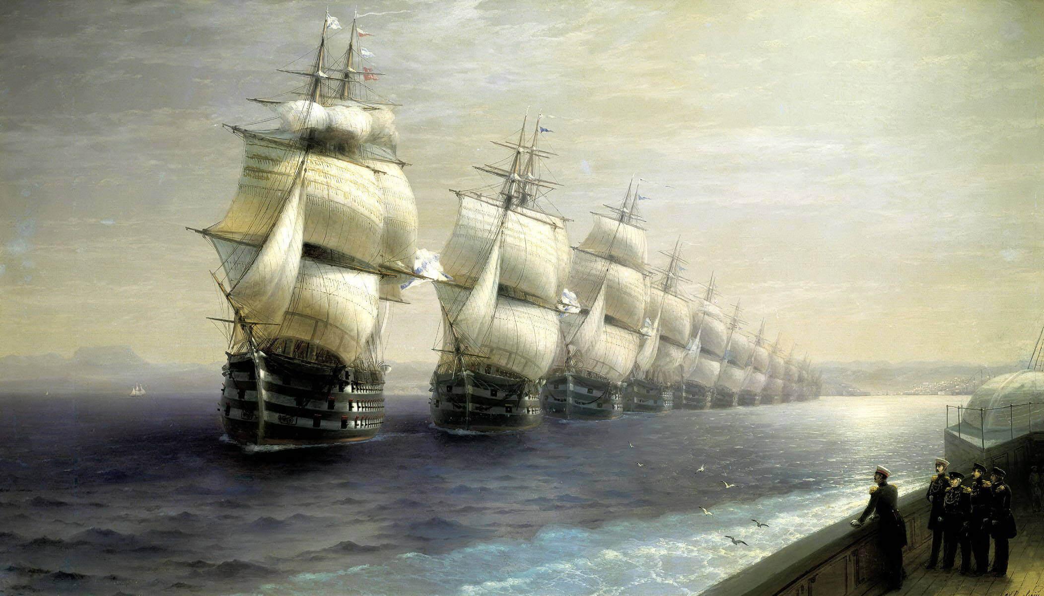 Ivanas Aivazovskis – Juodosios jūros laivyno apžvalga 1849 m