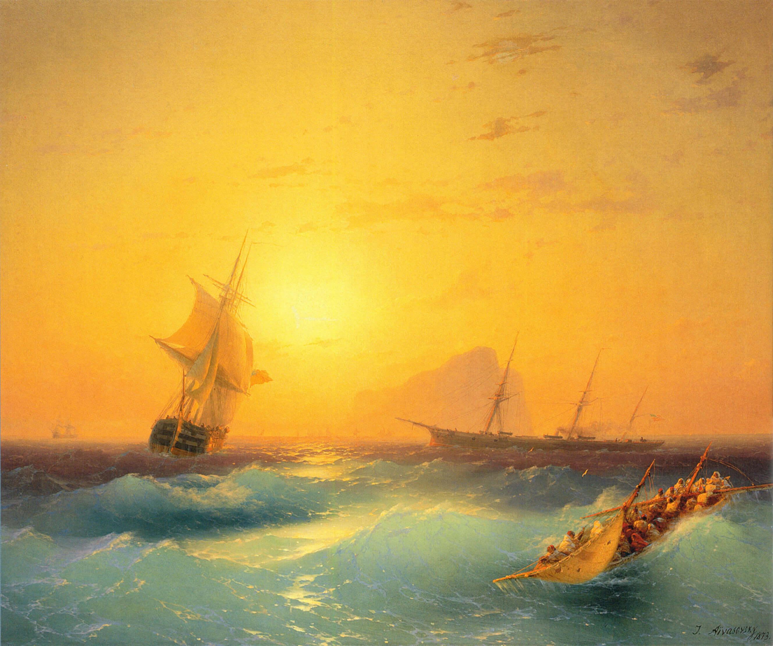 Picture Ivan Aivazovsky - American ships at the rock of Gibraltar 2
