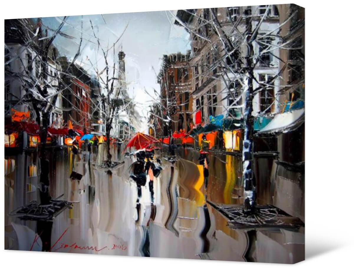Bild Fotomalerei auf Leinwand - Pariser Regen