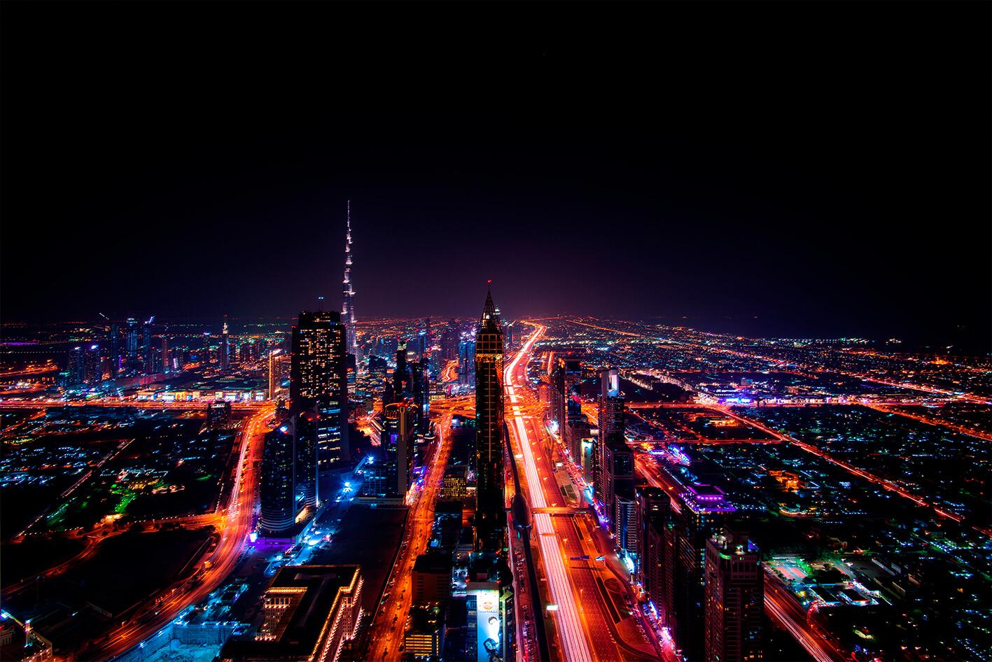 Naktinis Dubajaus vaizdas