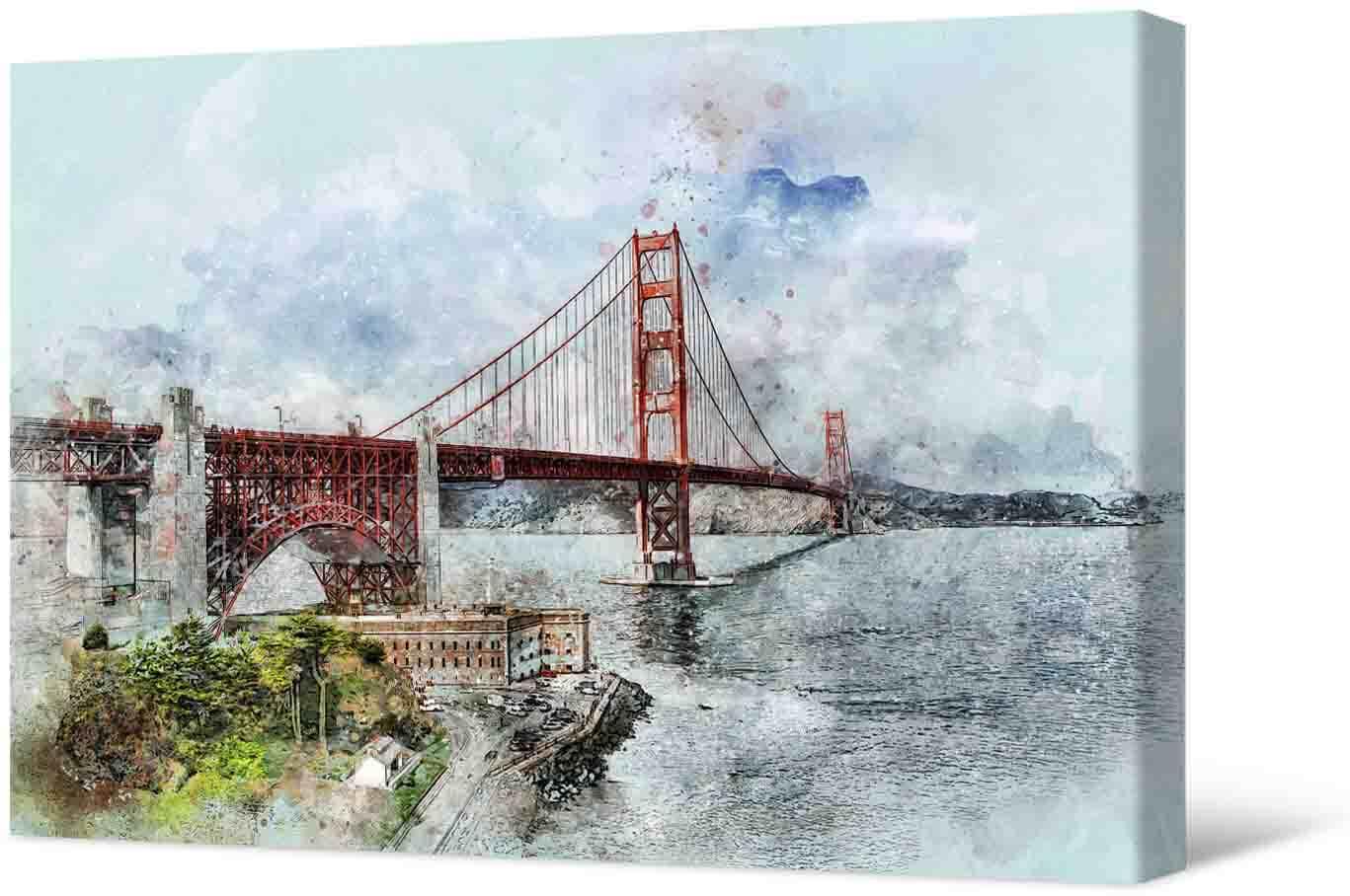 Bilde Foto glezna uz audekla - Skats uz Zelta vārtu tiltu