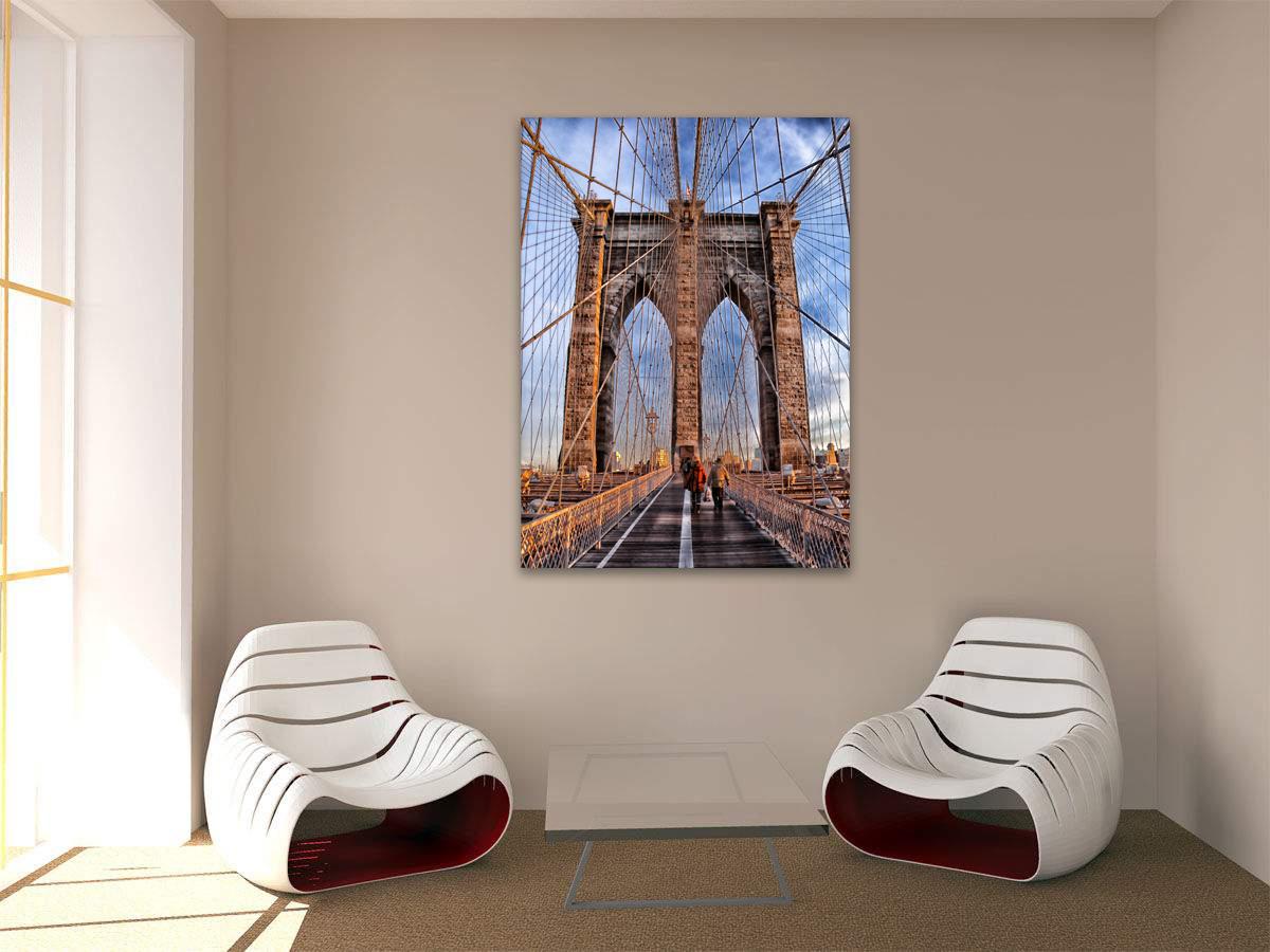 Fotomalerei auf Leinwand - Spaziergang auf der Brooklyn Bridge