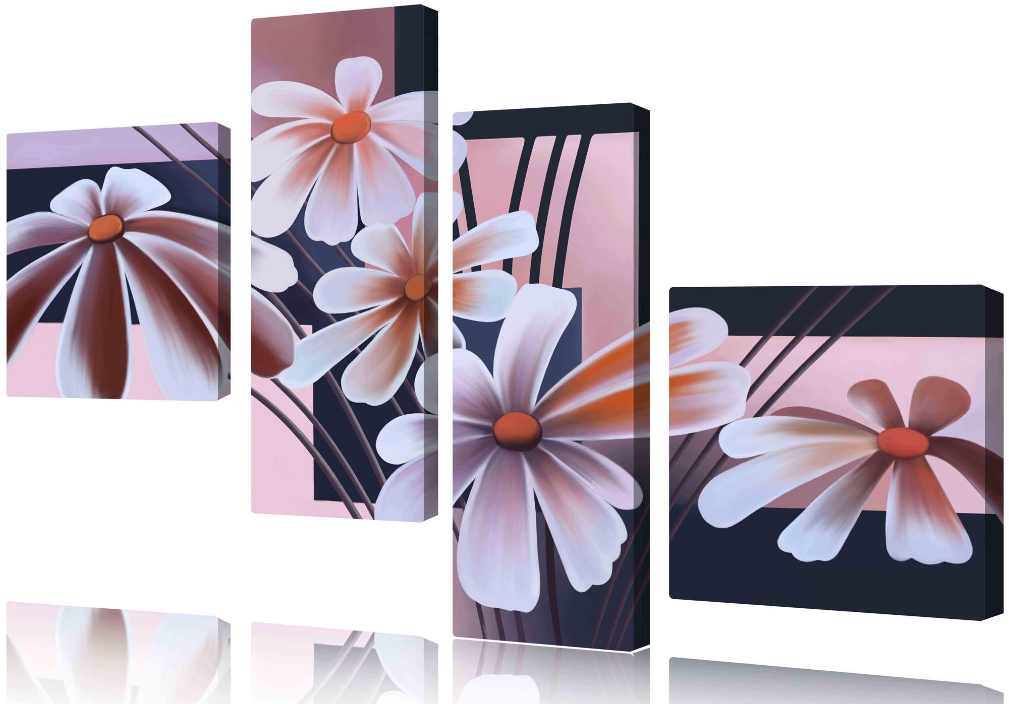 Bild Modulares Bild - zarte Blumen auf rosa Hintergrund