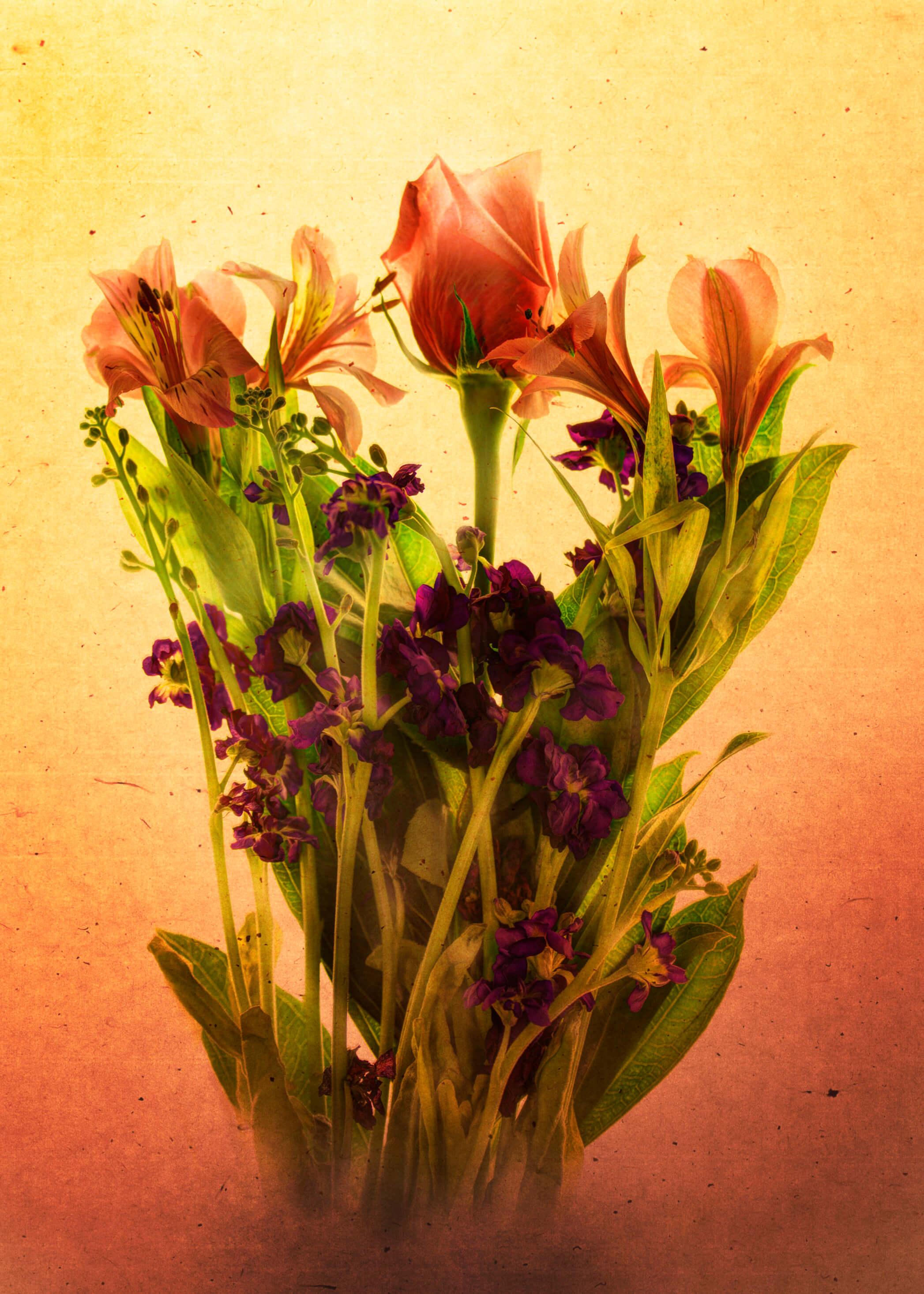 Bild Blumenstrauß mit Rose und Alstroemerien 2