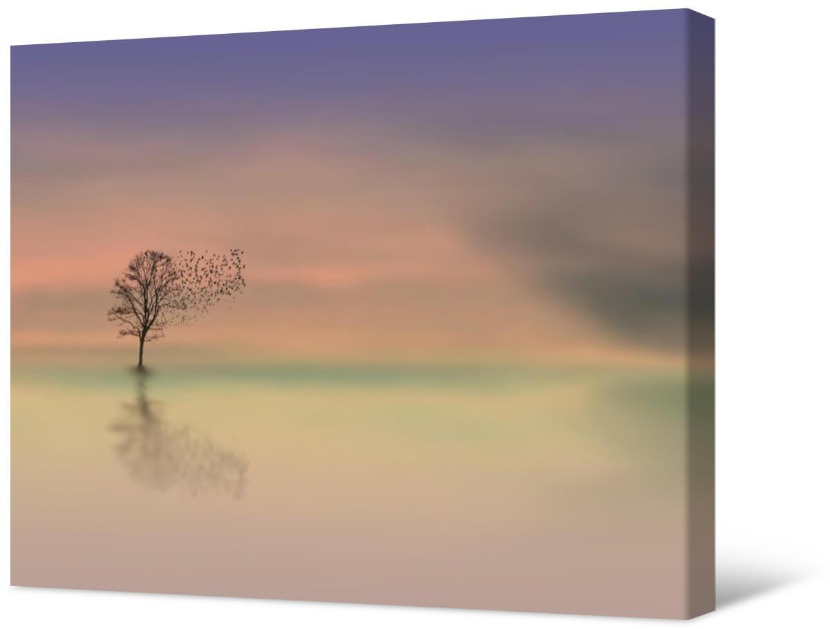 Picture Photo painting on canvas - Lonely tree