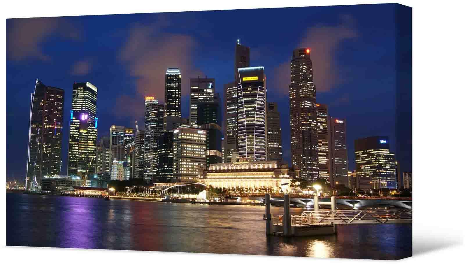Bild Fotomalerei auf Leinwand - Singapur im nächtlichen Licht