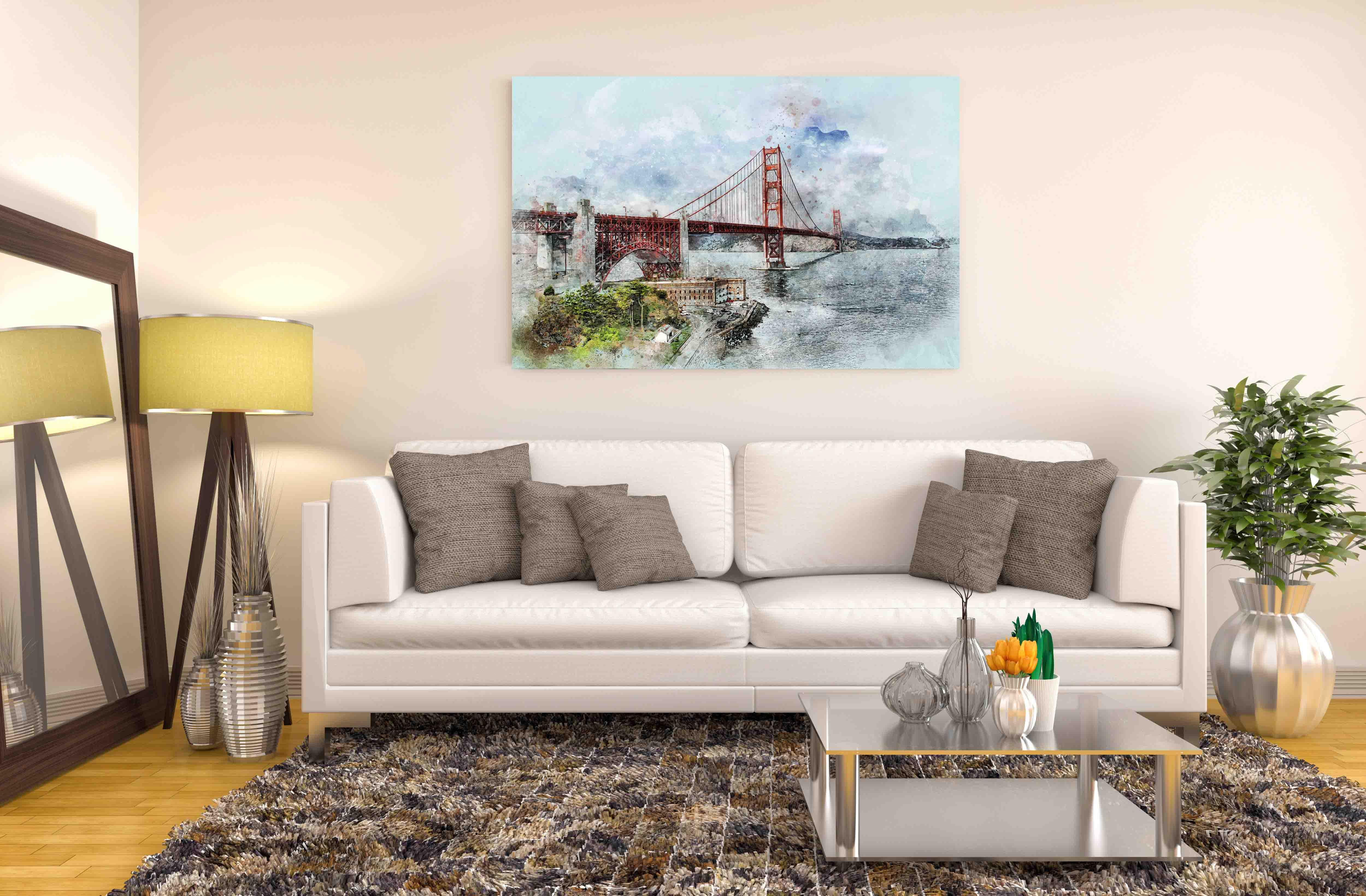 Photo painting on canvas - View of the Golden Gate Bridge