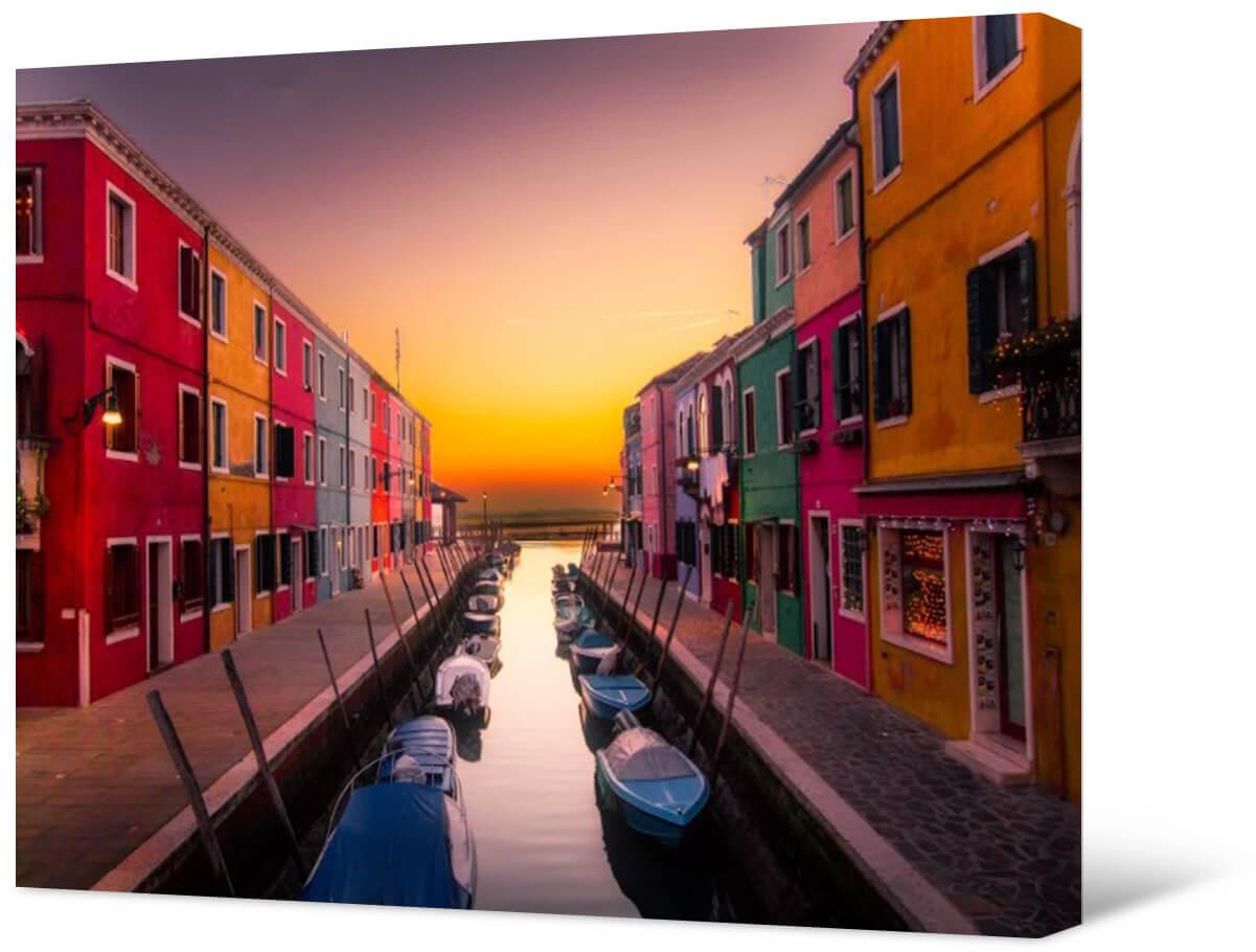Picture Photo painting on canvas - Beautiful houses of Venice