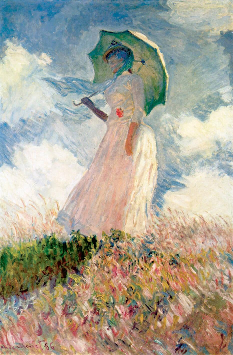 Картинка Клод Моне - Женщина с зонтиком, повернутая влево 2