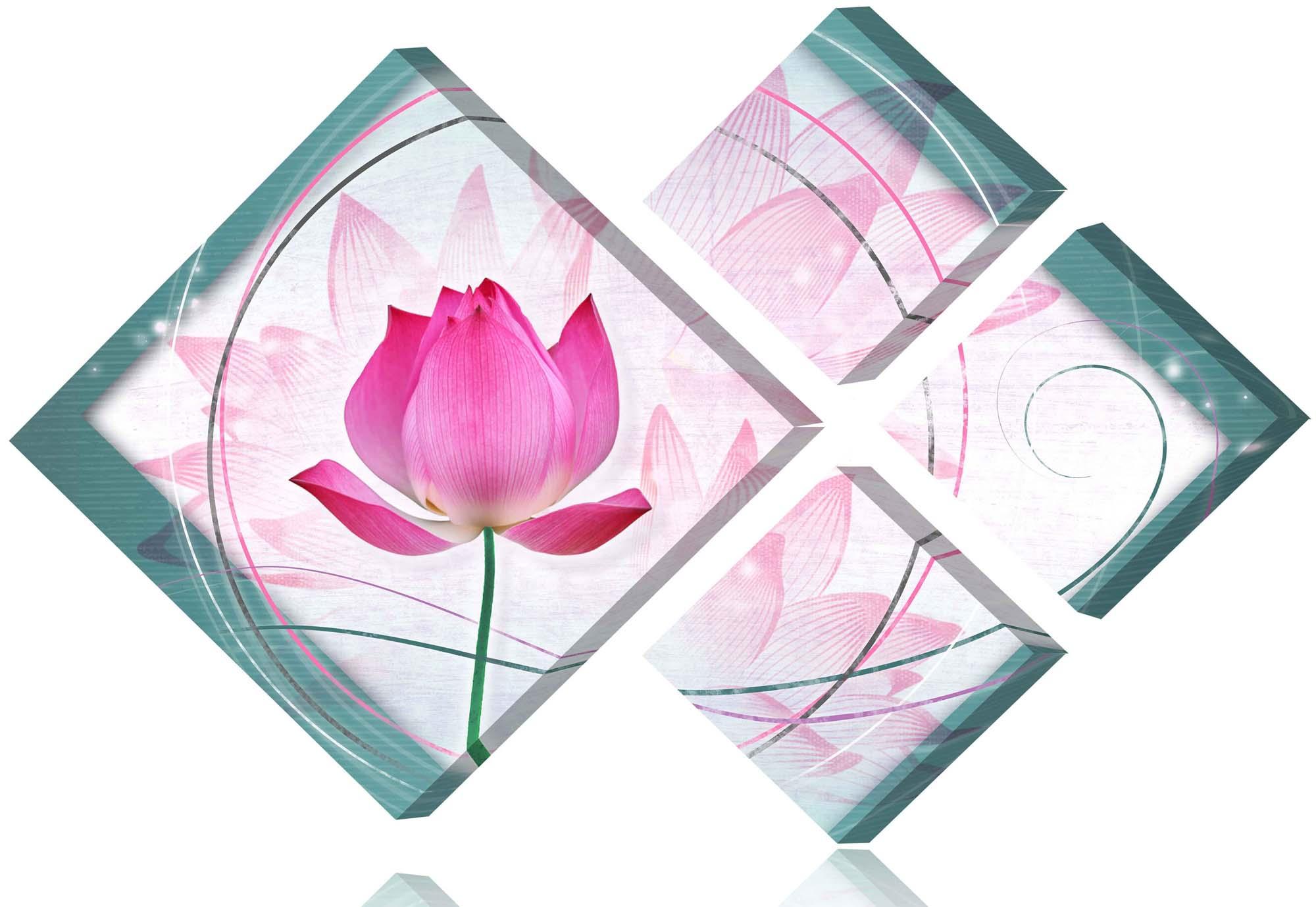 Bild Modulares Bild - rosa zarte Blume auf rosa Hintergrund