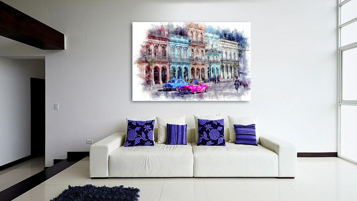 Photo painting on canvas - Beautiful city houses
