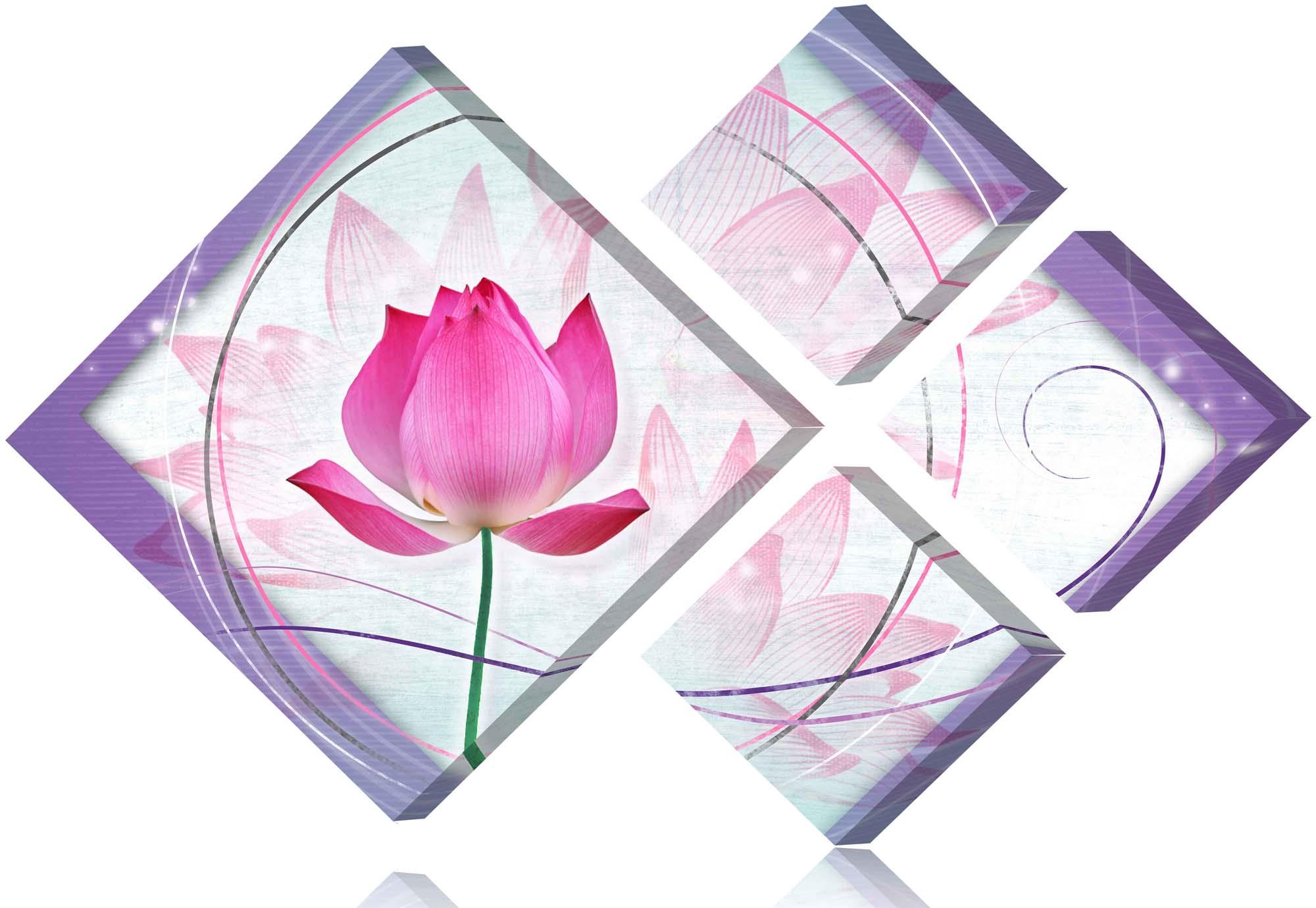Obrazek Modułowy obraz - różowy delikatny kwiatek na różowym tle