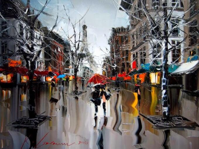 Picture Photo painting on canvas - Parisian rain 3