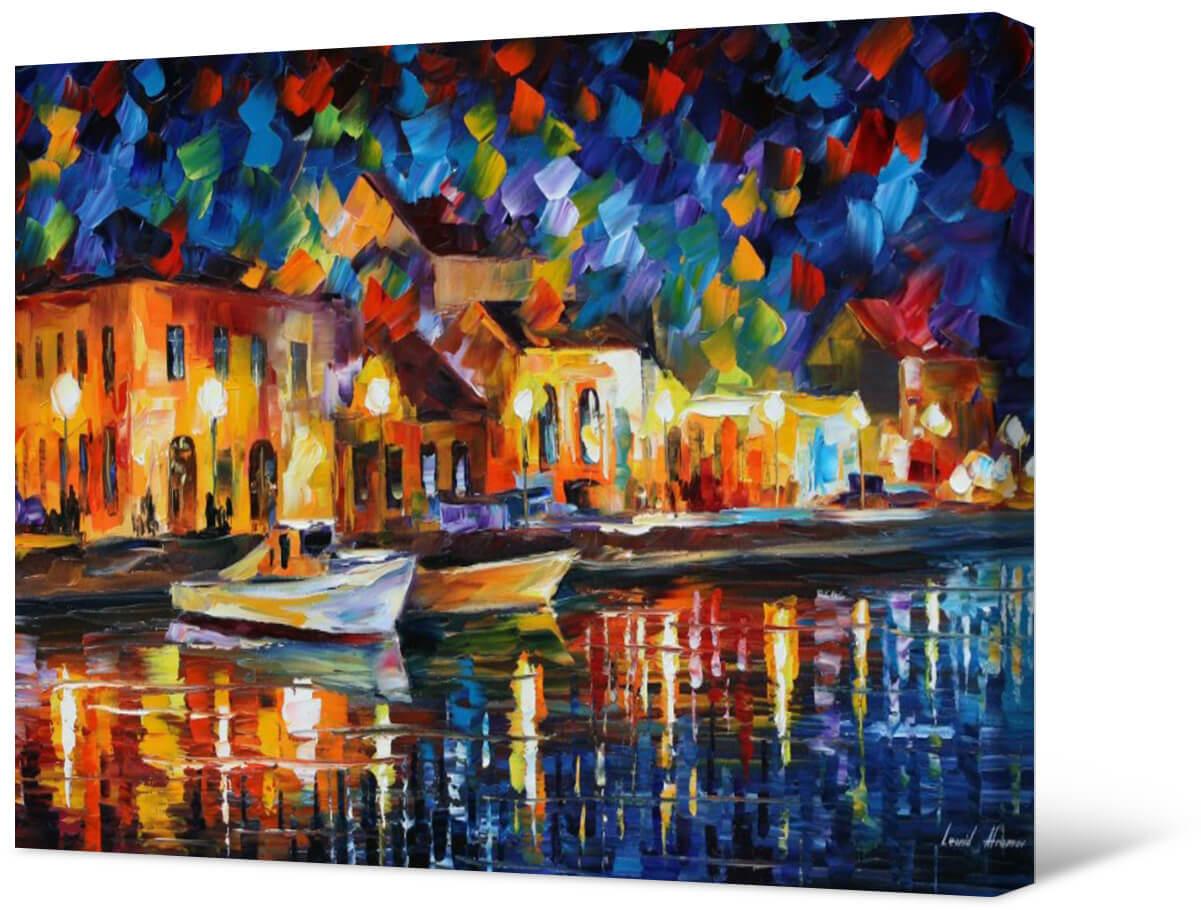 Picture Photo painting on canvas - Embankment at night