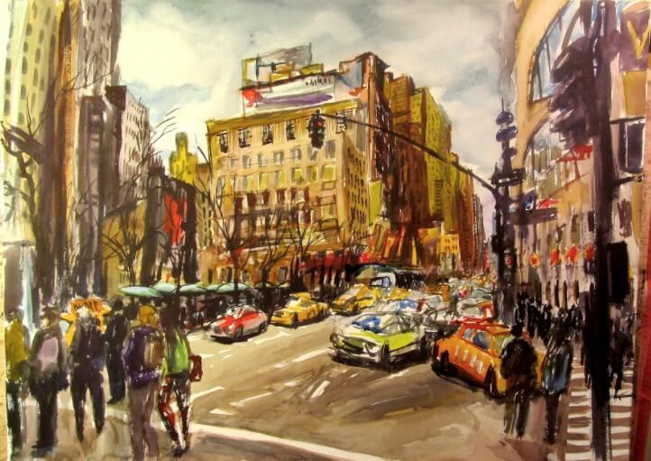 Picture Photo painting on canvas - Busy street 3