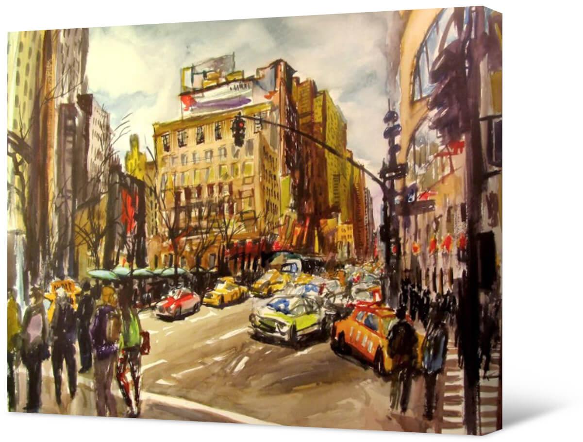 Picture Photo painting on canvas - Busy street