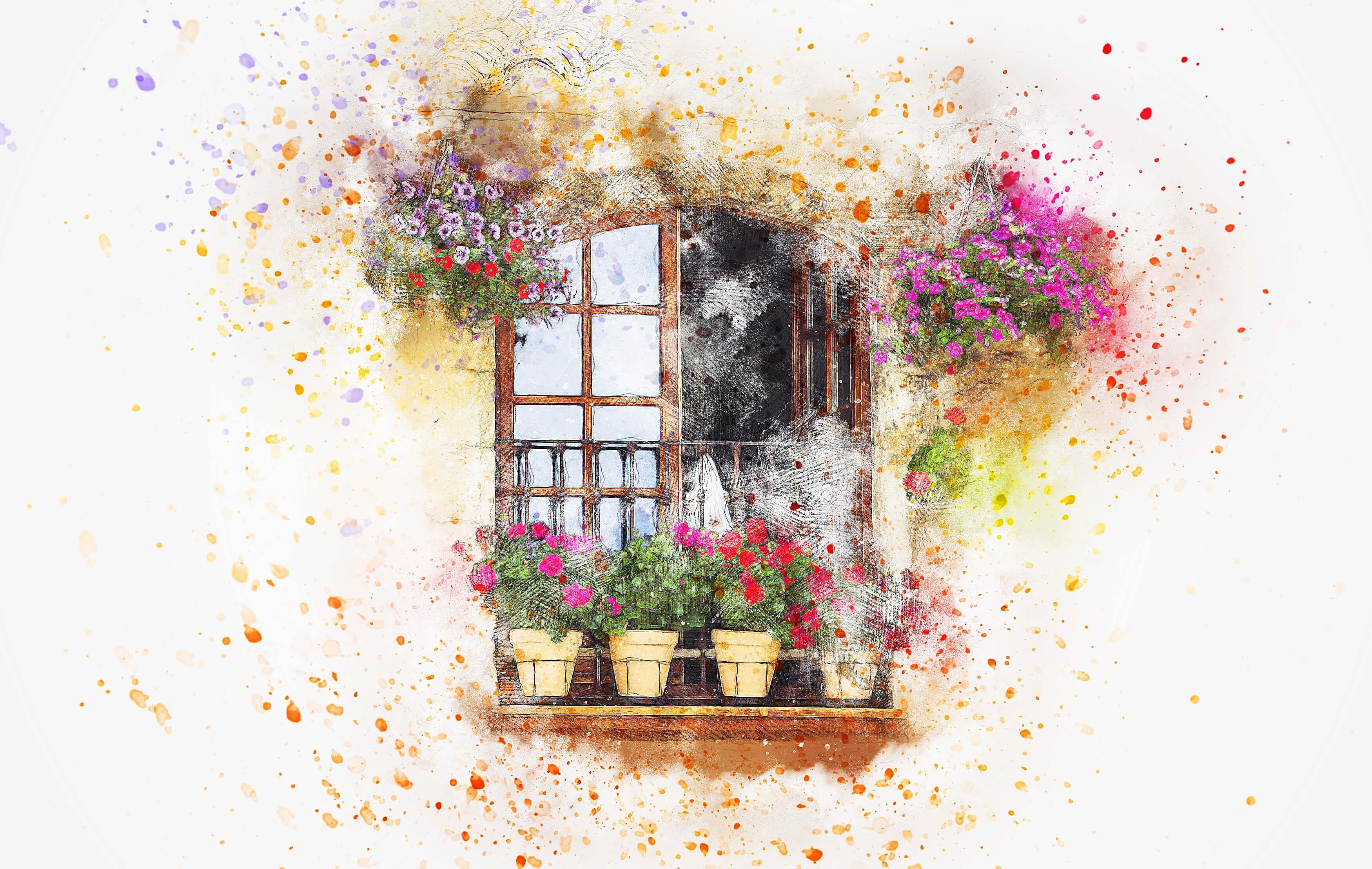 Obrazek Balkon z kwiatami 3