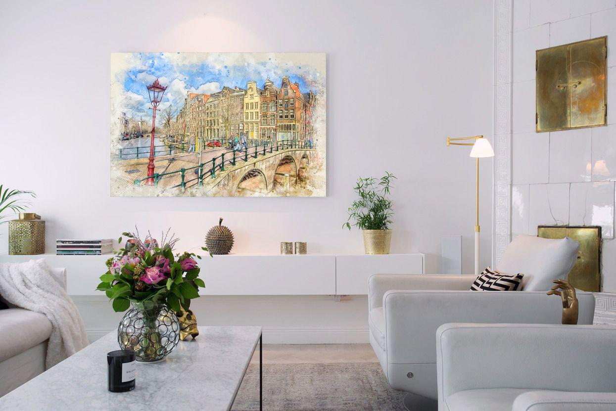 Photo painting on canvas - Sunny day in Amsterdam
