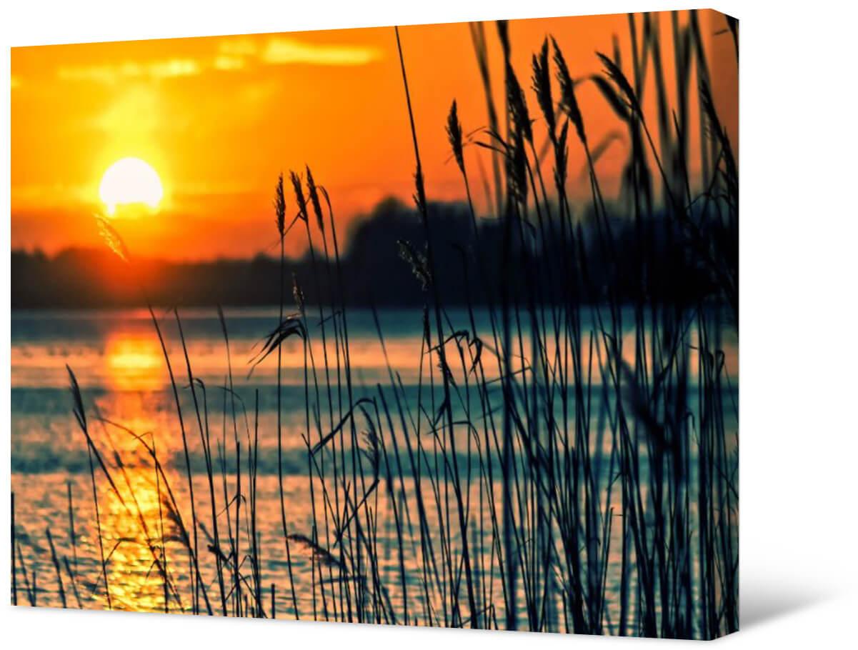Obrazek Fotoobraz na płótnie - Zachód słońca nad jeziorem