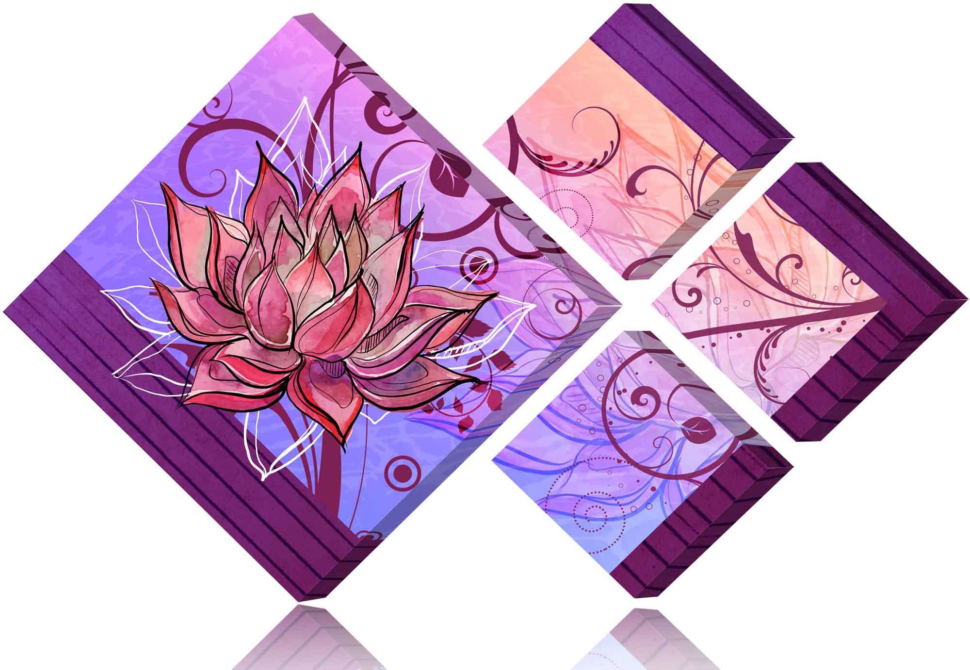Obrazek Modułowy obraz - delikatny kwiatek na fioletowym tle