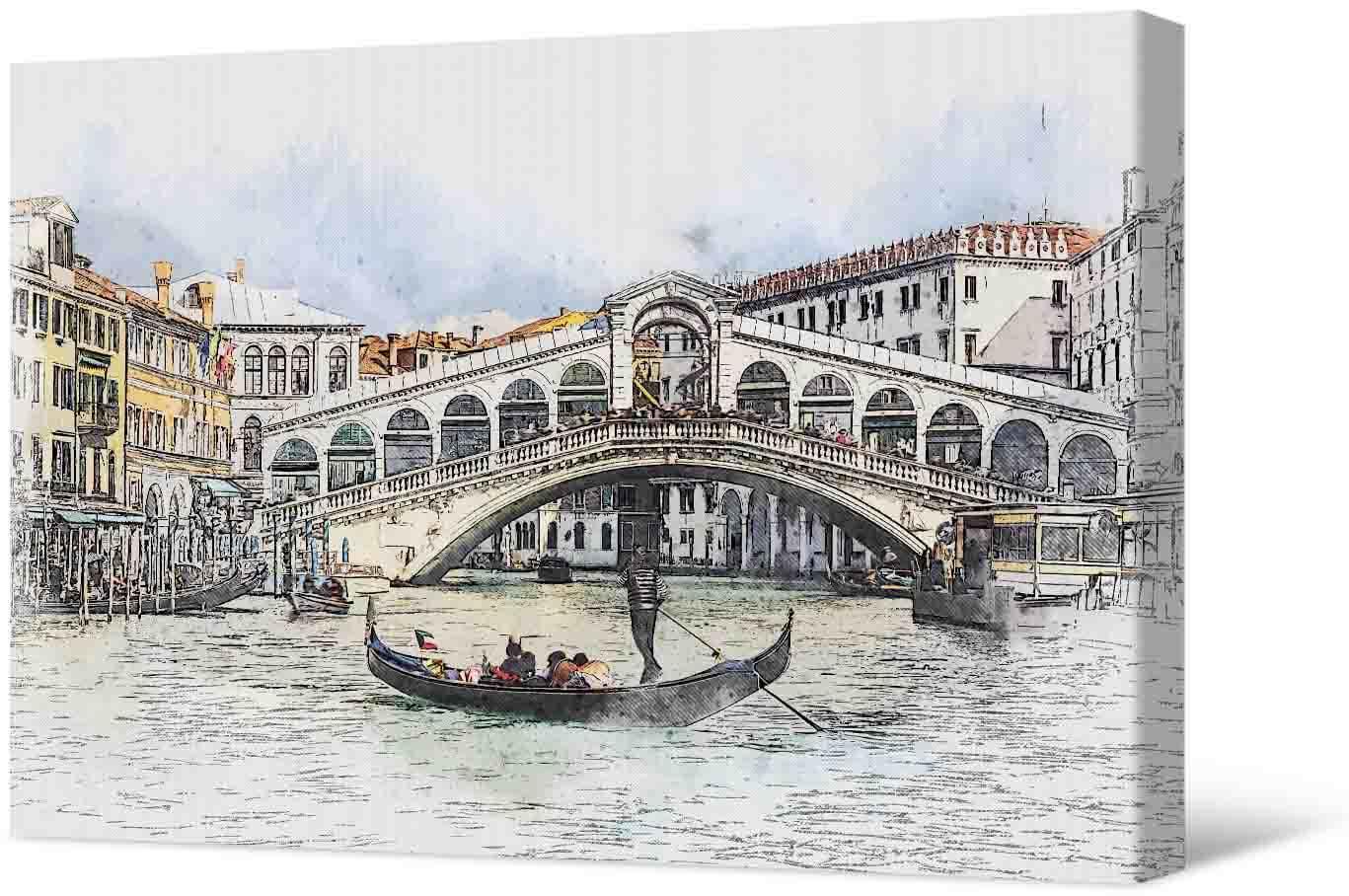 Picture Photo painting on canvas - Boat sails through Venice