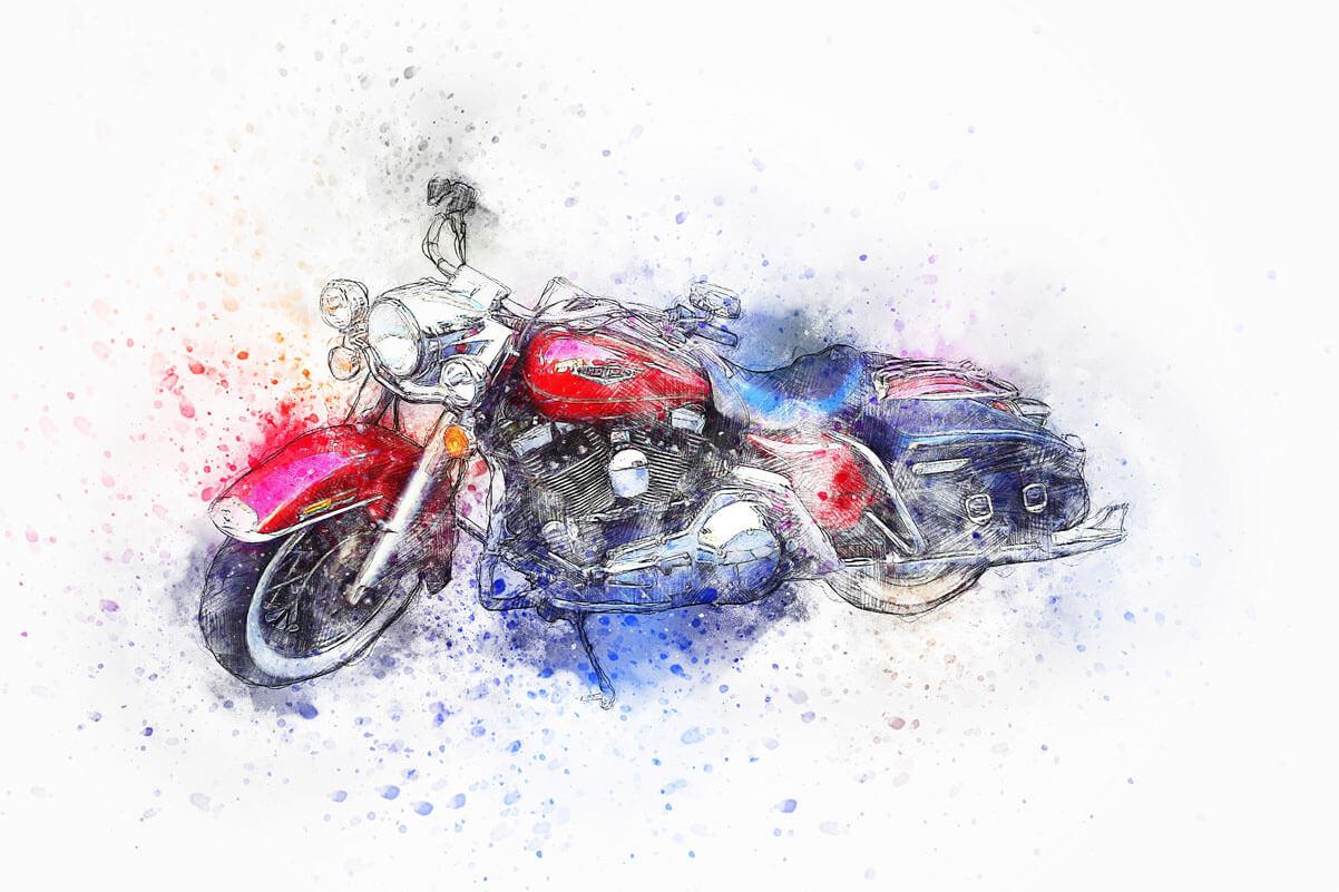 Picture Watercolor motorcycle 3