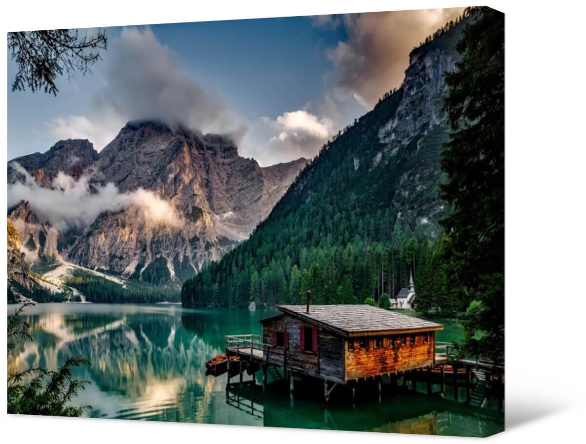 Picture Photo painting on canvas - Lake in Trentino Alto Adige