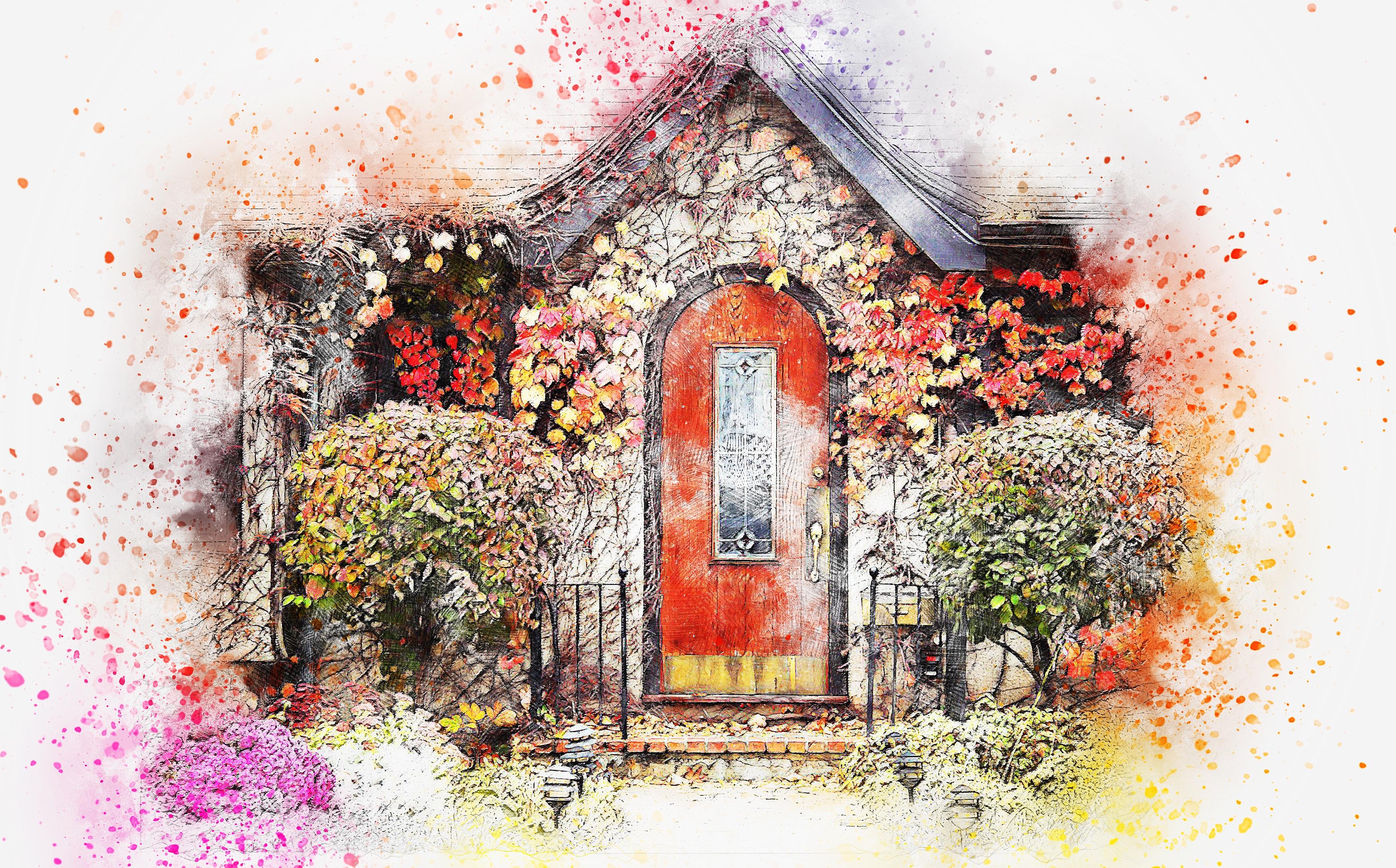 Picture Photo painting on canvas - Beautiful arch in flowers 3