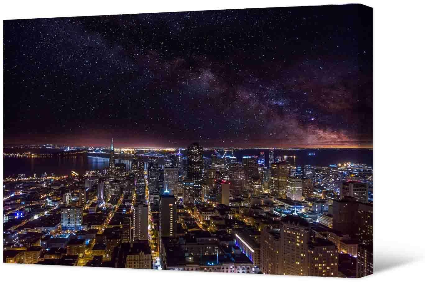 Picture Photo painting on canvas - Beautiful view of the night city