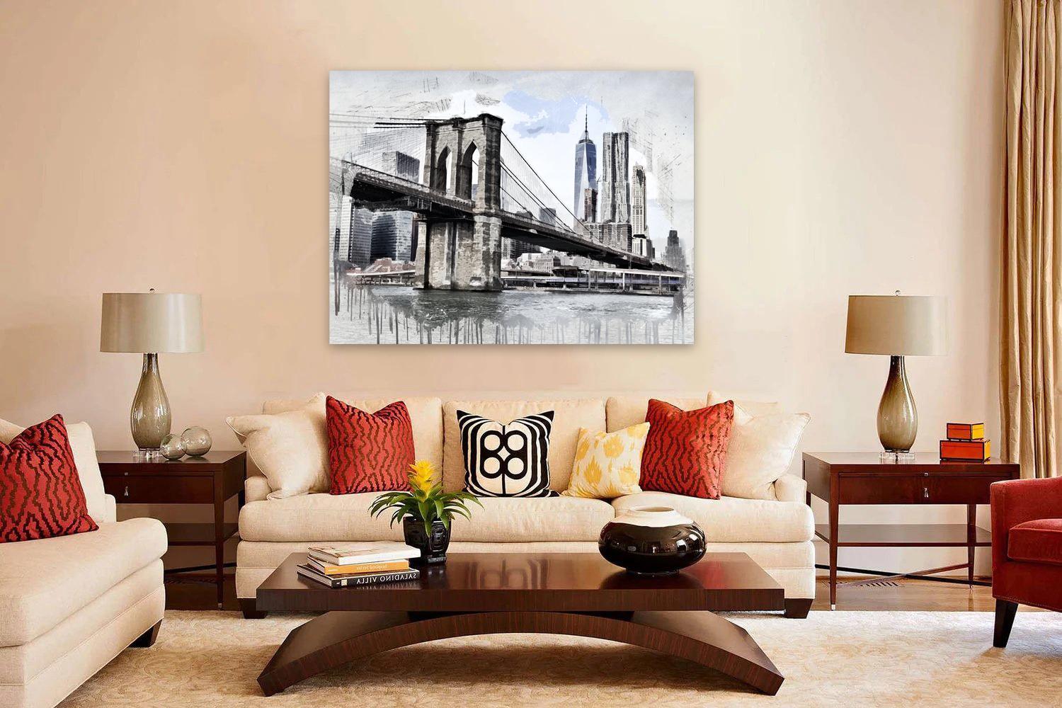 Photo painting on canvas - Brooklyn bridge at daytime