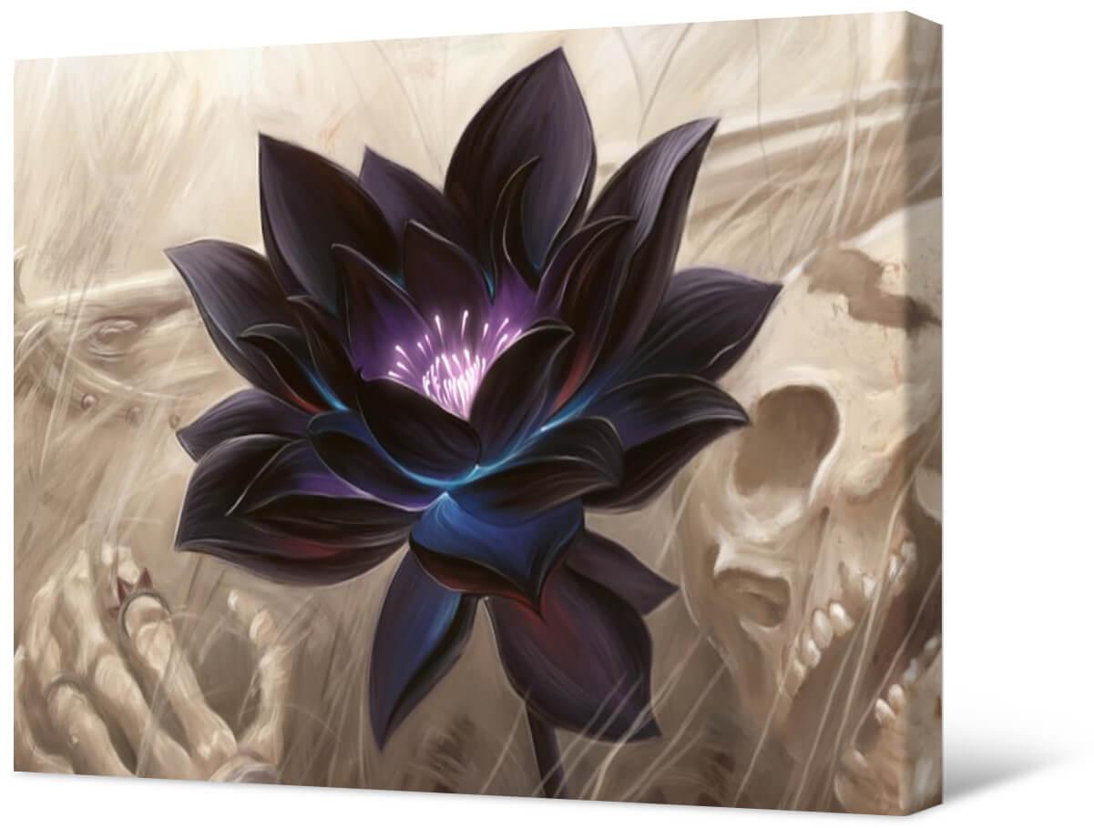 Picture Photo painting on canvas - Black lotus and skull