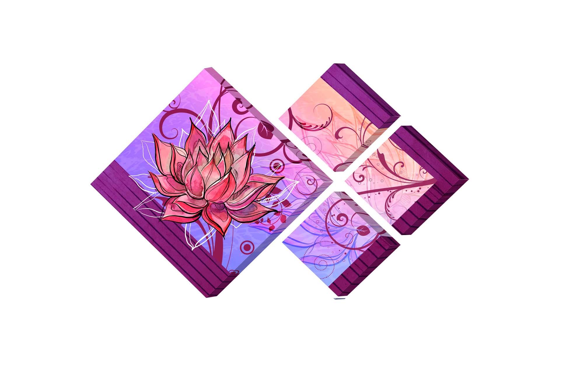 Obrazek Modułowy obraz - delikatny kwiatek na fioletowym tle 3