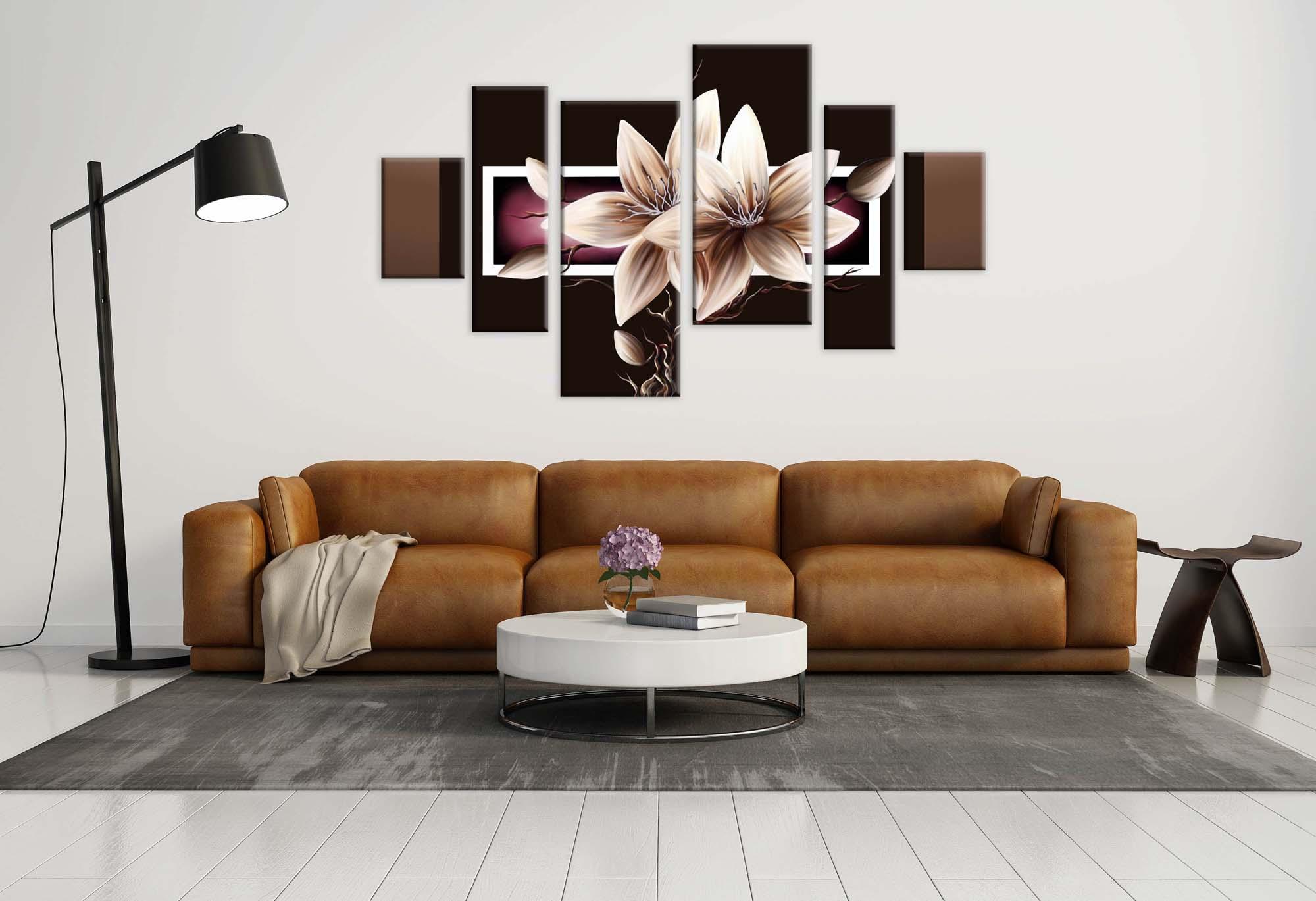 Bild Modulares Bild - zarte Blumen auf schwarzem Hintergrund 2