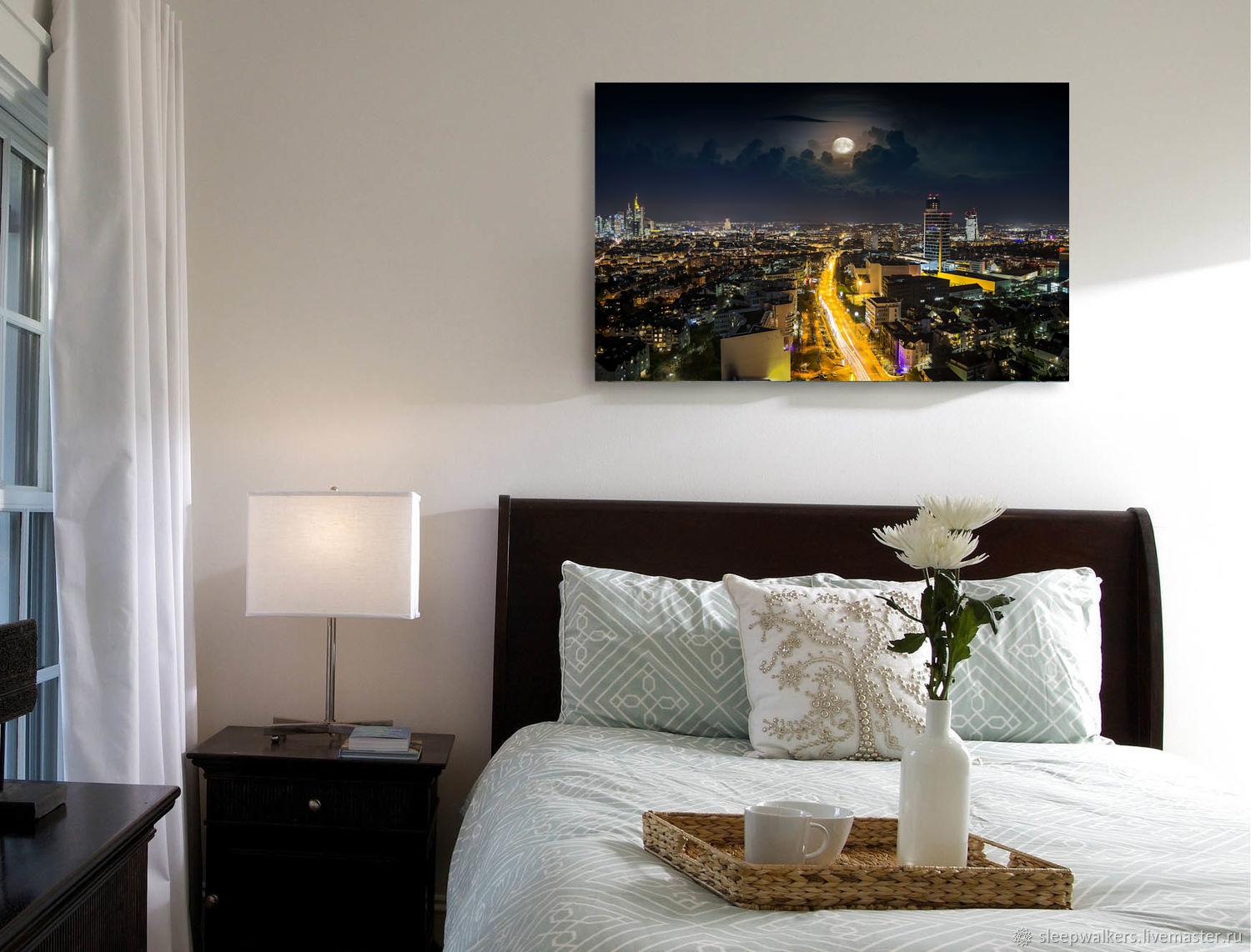 Picture Photo painting on canvas - Night city urban landscape 2