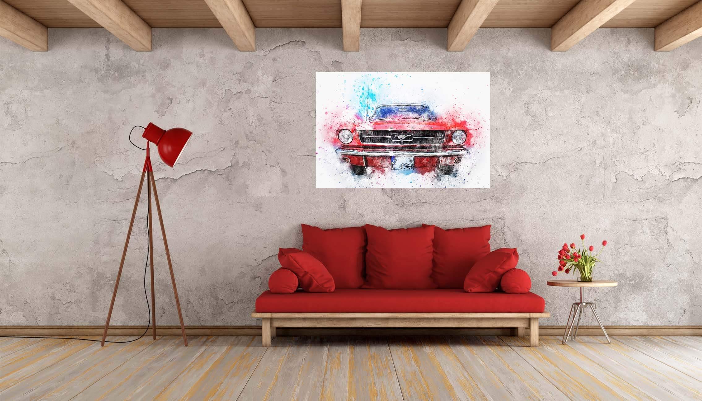 Czerwony samochód retro Mustang