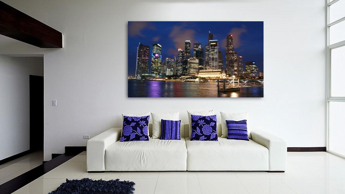 Photo painting on canvas - Singapore in the night lights