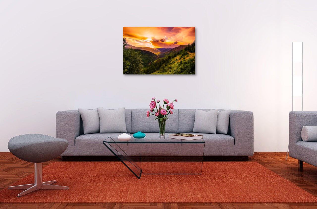 Foto glezna uz audekla - Saulriets Montānā