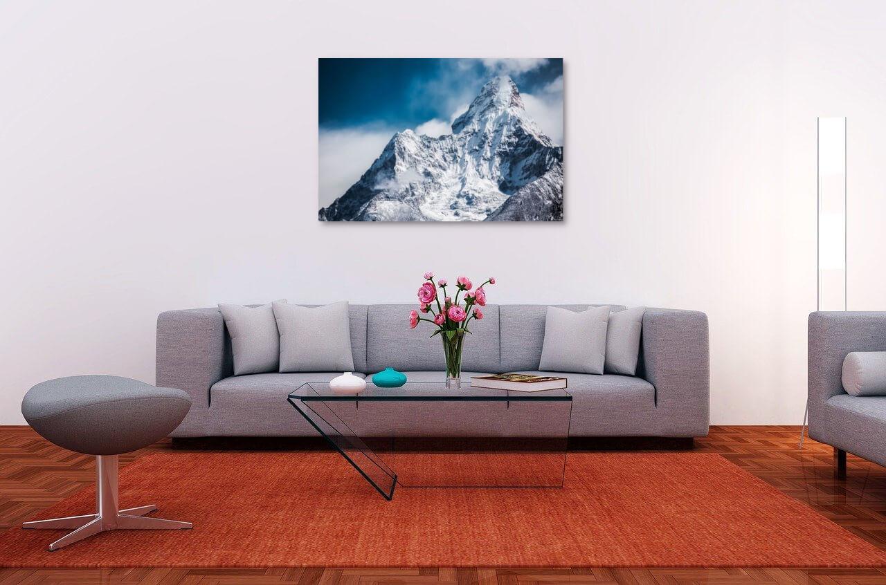 Fotomalerei auf Leinwand - Verschneite Berge
