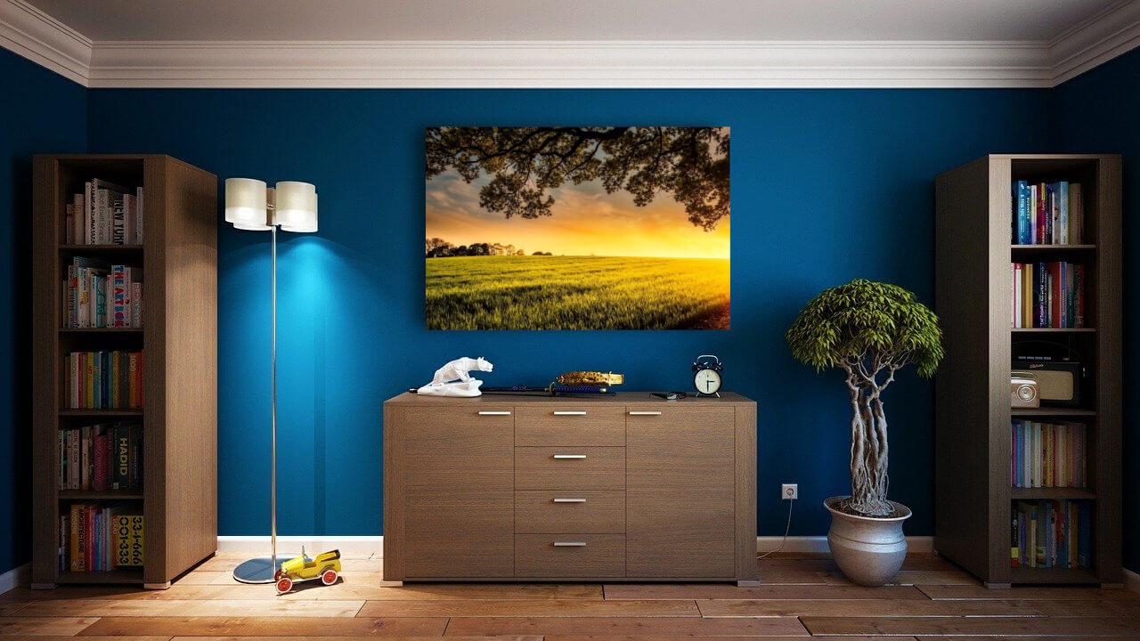 Photo painting on canvas - Field at sunset