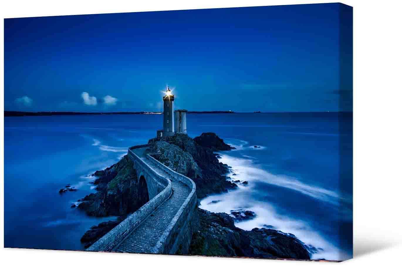 Photo painting on canvas - Road to the night lighthouse