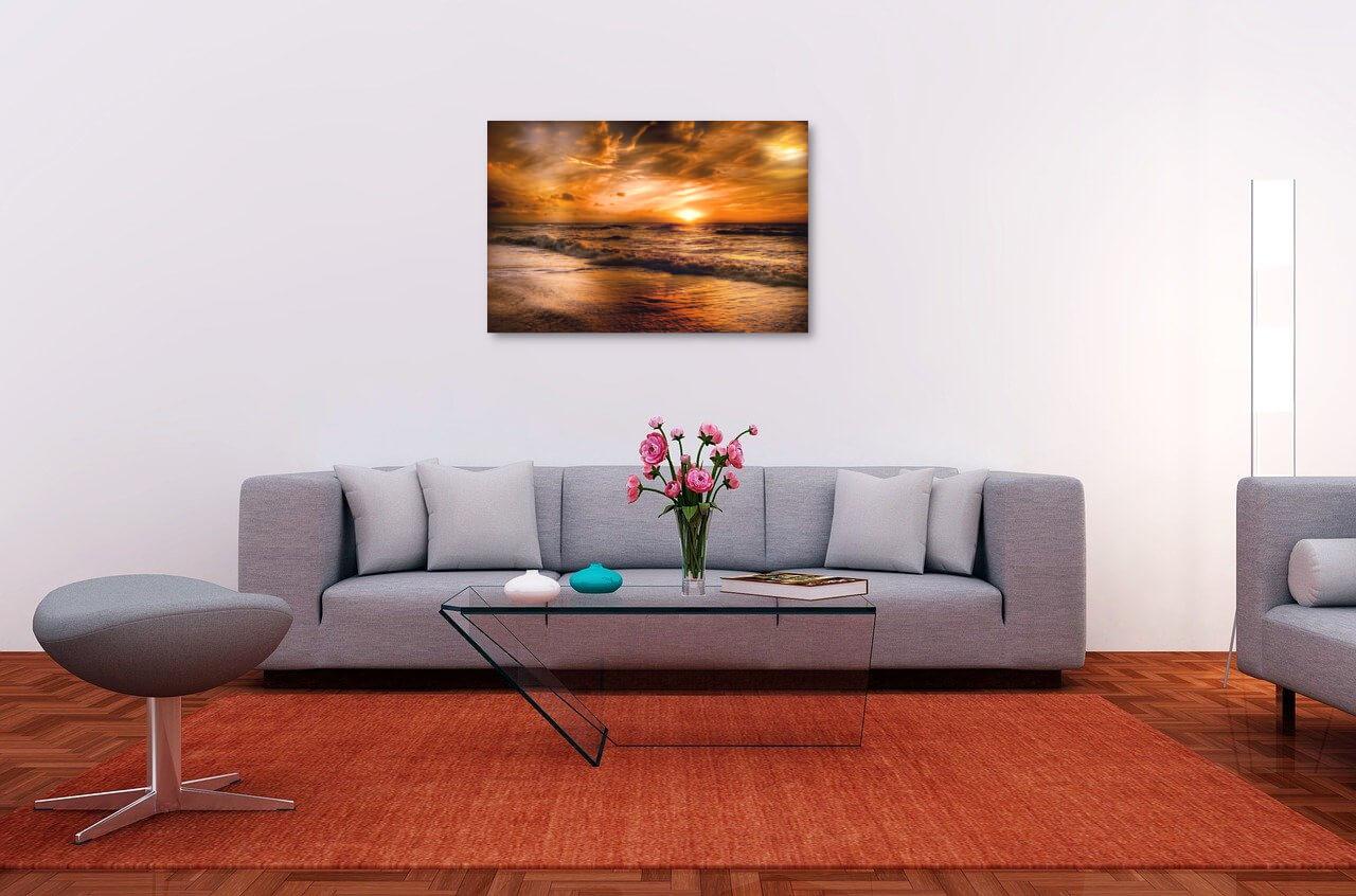 Photo painting on canvas - Waves at sunset