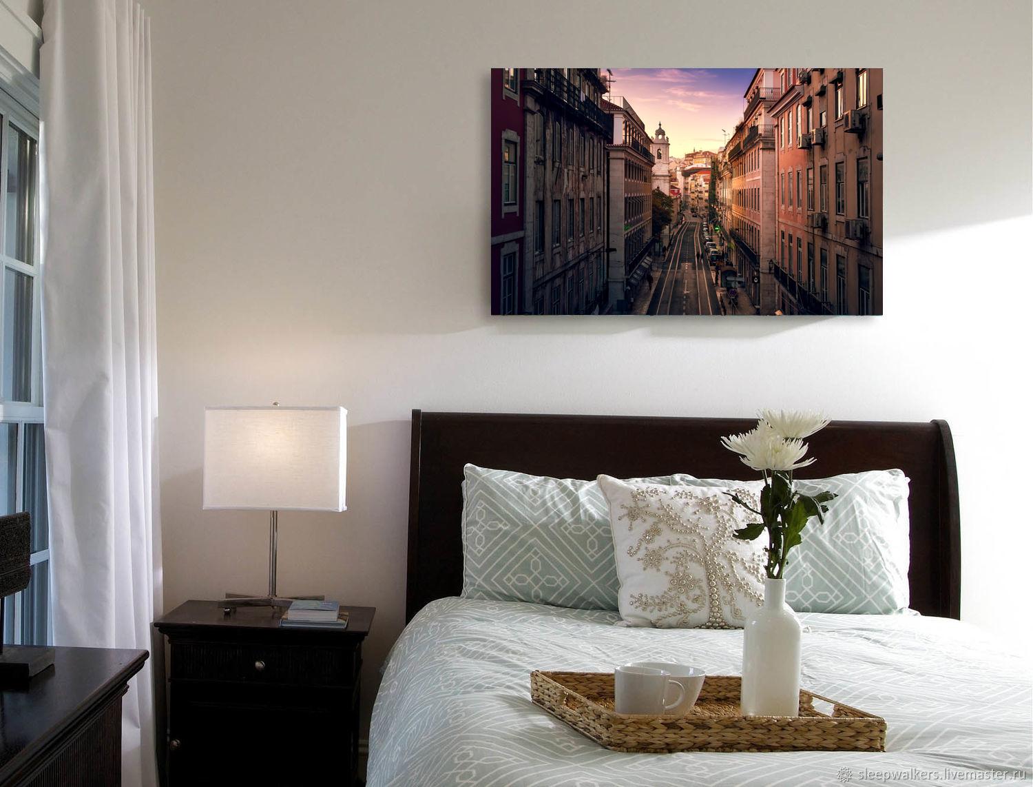 Photo painting on canvas - Cozy streets of Lisbon