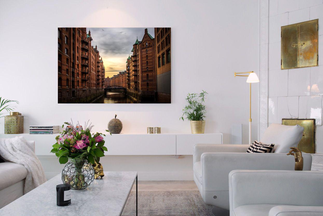 Photo painting on canvas - The river flows through the city