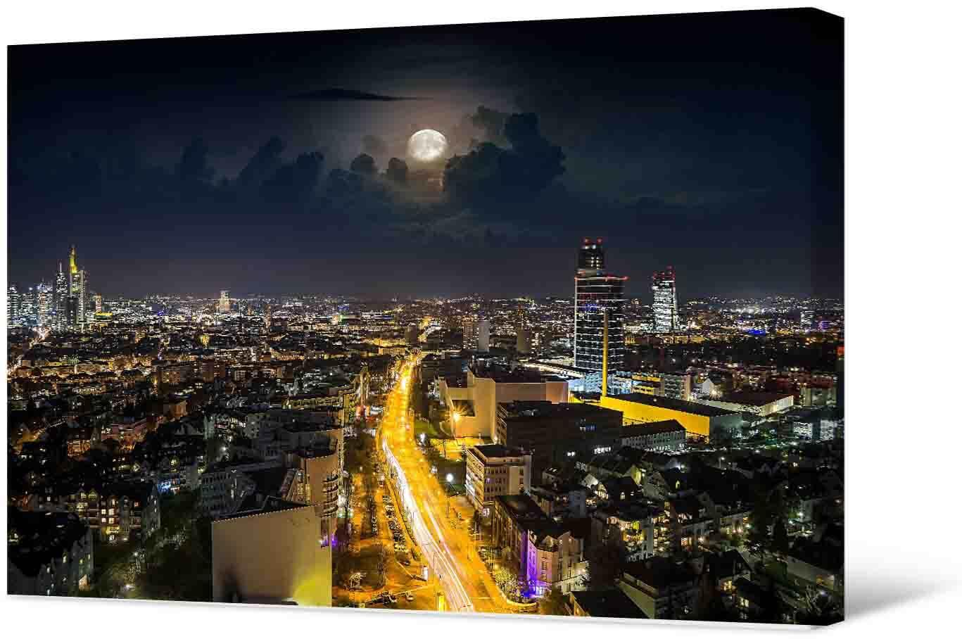 Photo painting on canvas - Night city urban landscape