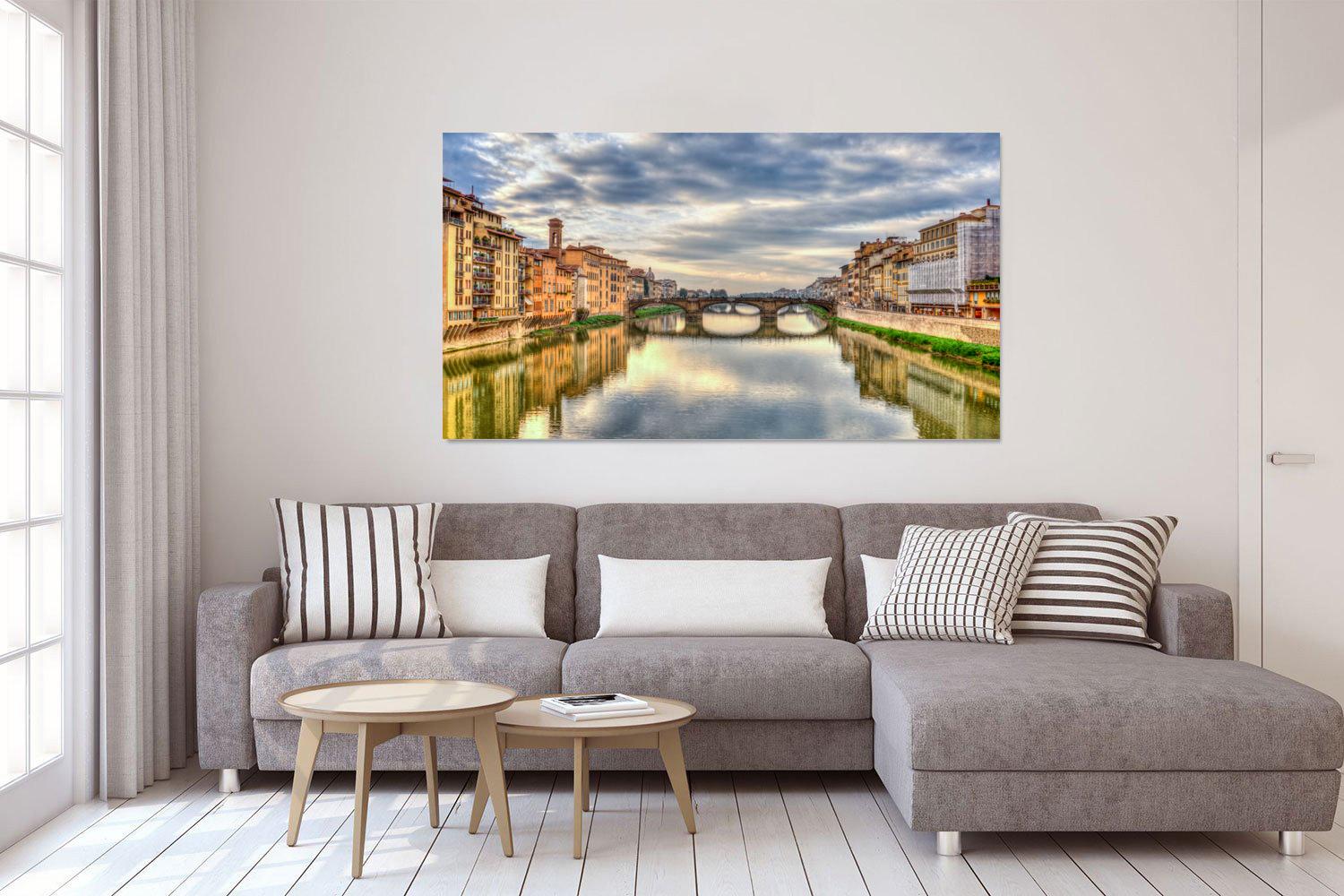 Photo painting on canvas - Bridge over a wide river